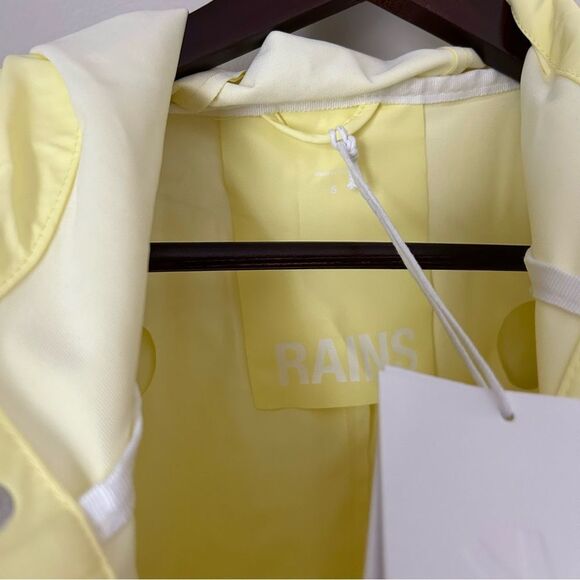 Rains Longer Jacket Straw Yellow Unisex Casual Classic Button Closure Hooded - Picture 10 of 13